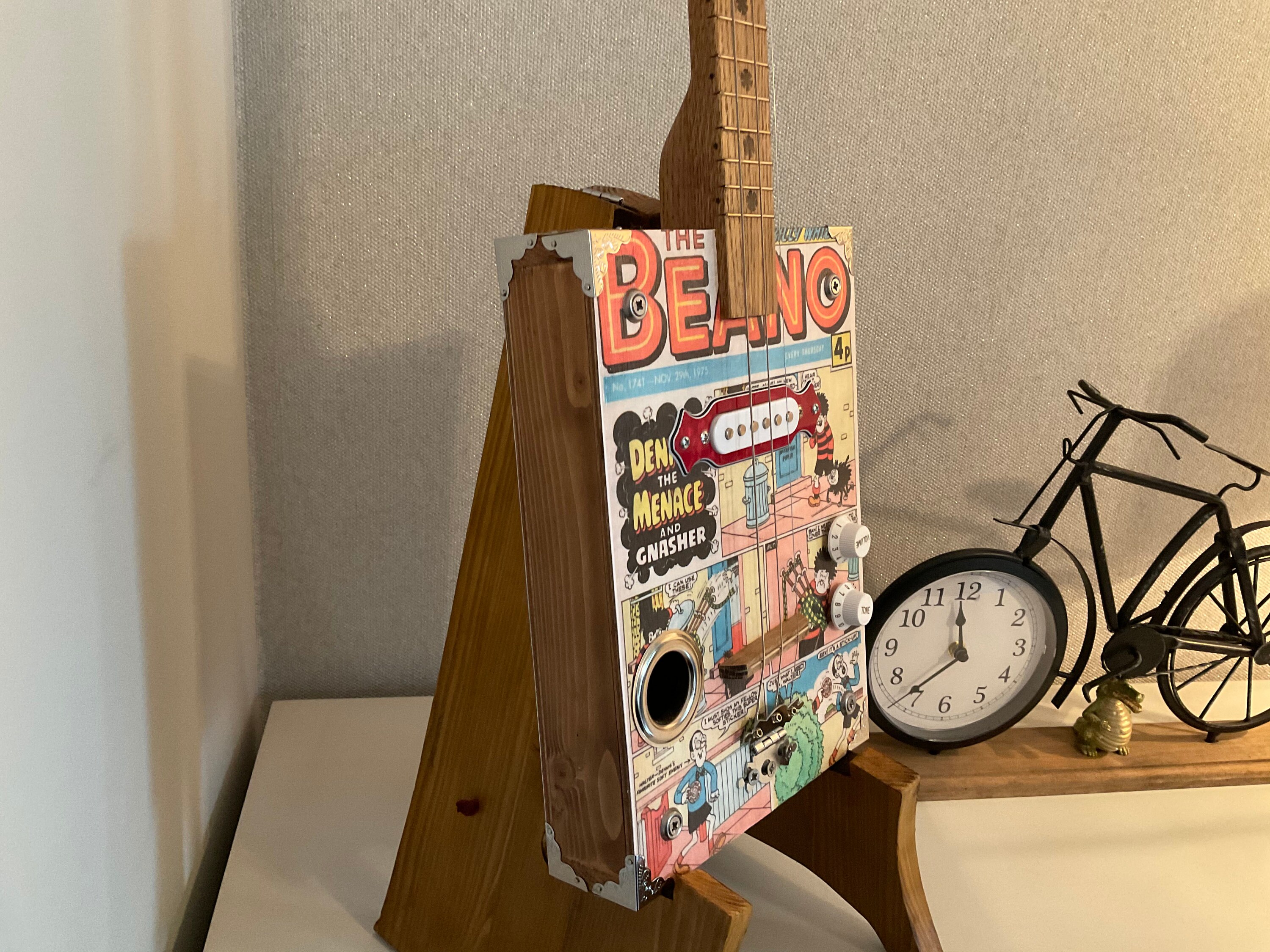 Hand carved custom Cigar box Guitar stand dark oak finish Etsy