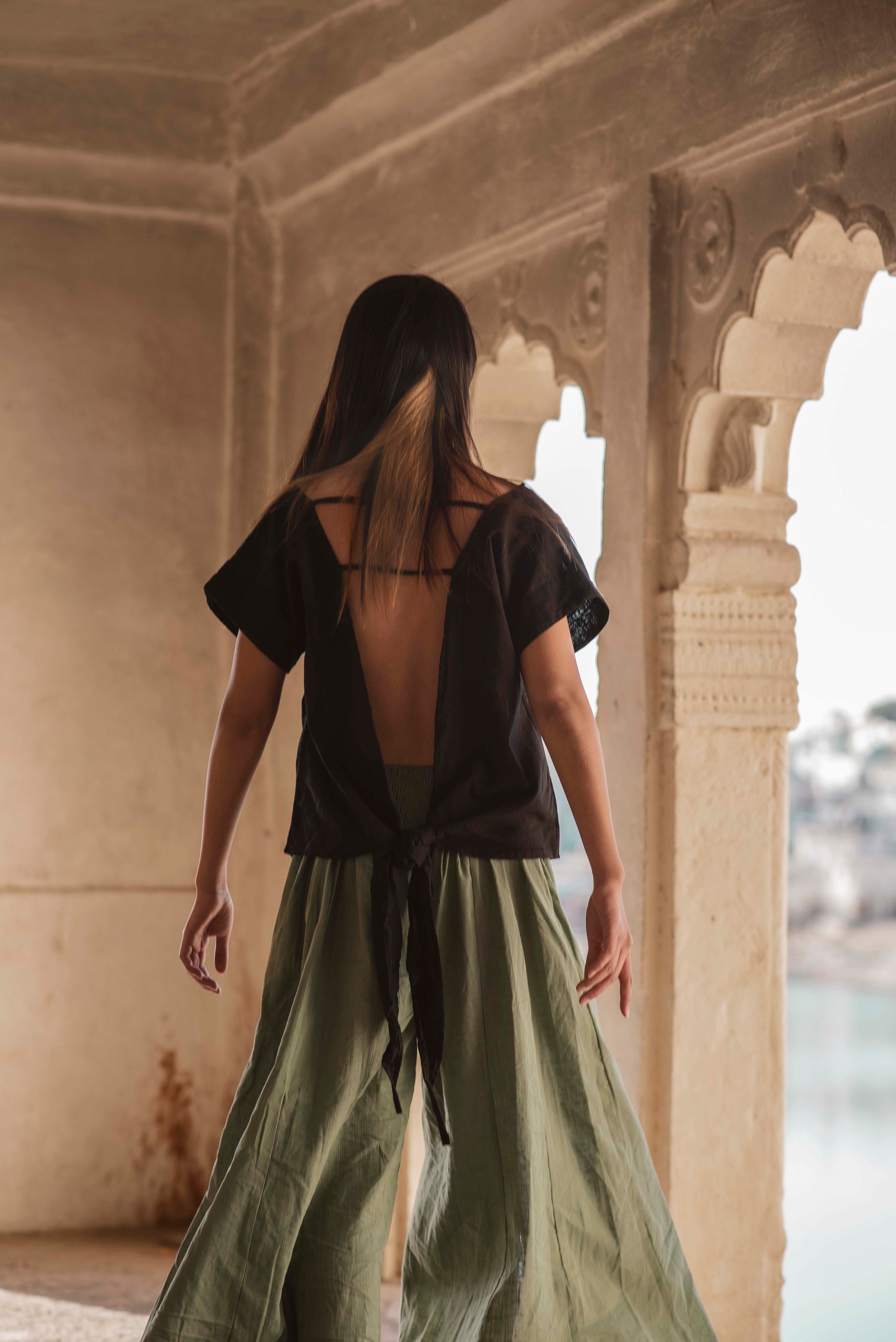 linen backless top