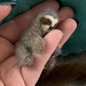 Tiny Stuffed Sloth | Micro Felting | Easter Basket Filler | Felted Animal | Felted Wool Sloth | Non-Candy Stocking Stuffer