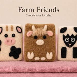 Hand Felted Farm Animal Soap| fun soap exfoliating| goat milk bar soap| useful practical gift duck, sheep, horse, llama, cow, pig lover gift