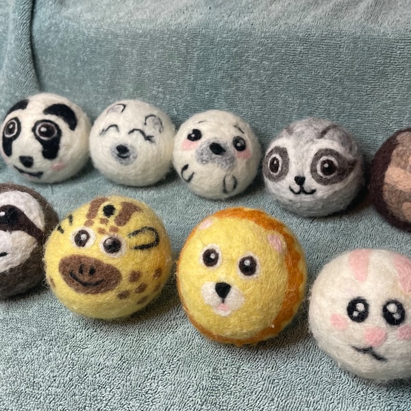US made handmade wool dryer balls, with 2ml scent,  panda lover gift, eco friendly chemical free dryer sheets, Sloth Lover Gift, USA made