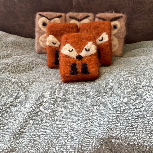 Hand Felted fox soap exfoliating goat milk bar soap useful gag gift for fox lovers cute luxurious practical camper gift fall smell