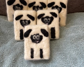 Hand Felted sheep soap exfoliating goat milk bar soap useful gag gift cute luxurious practical camper gift lavender scented soap, jasmine