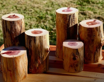 Set of (3) Cedar Wood Elevating Blocks I Natural Wood Display Stand I Decorative Plant Stand I Eco-Friendly Home Décor