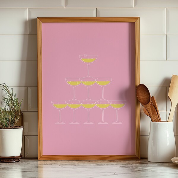 Pink Champagne Problems Bart Cart Art for your Signature Drink