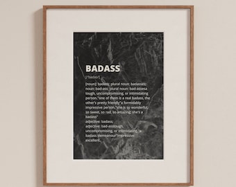 Badass Definition Typography Wall Art - Feminist Gift - Instant Download - Quote Print - Home Decor