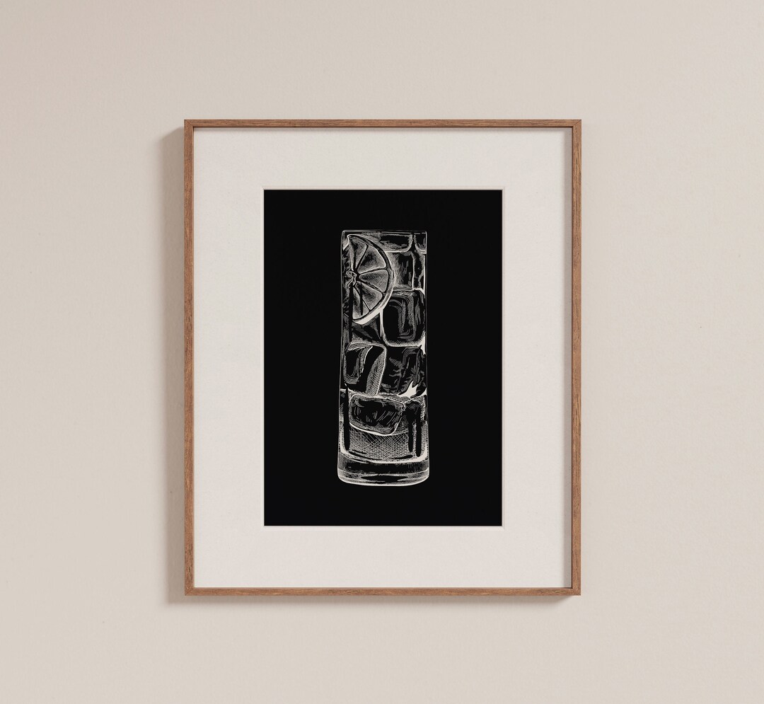 Signature Cocktail Minimalist Wall Art of Long Drink to Decorate Bar
