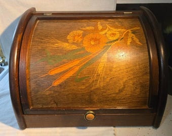 Vintage 1978 Cornwall Floral Wooden Bread Box