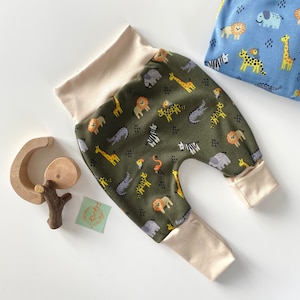 Lined bloomers, alpine fleece, fleece, safari animals, zoo, lion, winter bloomers, autumn pants, spring pants, grow-with-me cuffs, warm bloomers