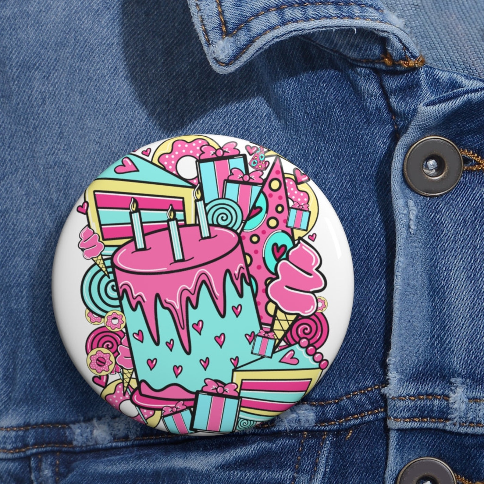 Birthday Custom Pin Buttons Birthday Pin Pins for Bags Pins Etsy