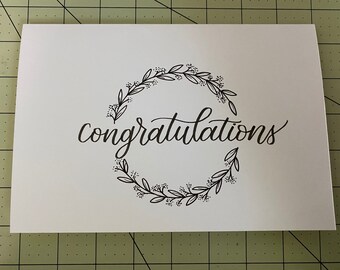 Congratulations card, floral card, handmade calligraphy card, graduation card, new home card, class of 2021, greeting card, wedding card