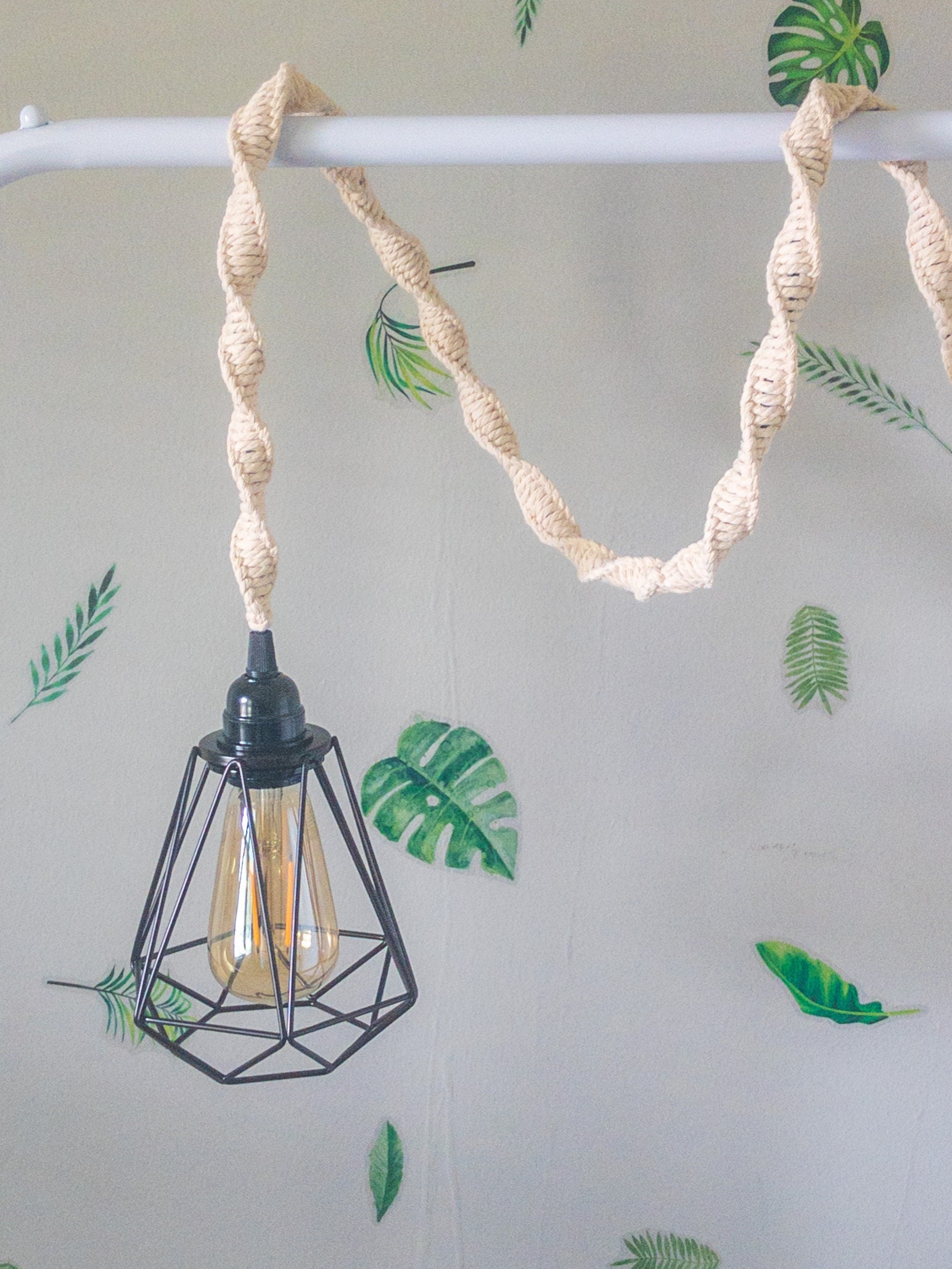 Macrame pendant 2024 light cord