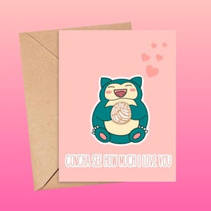 Snorlax Concha Veja o quanto eu te amo Cartão de felicitações de Dia dos Namorados/Aniversário