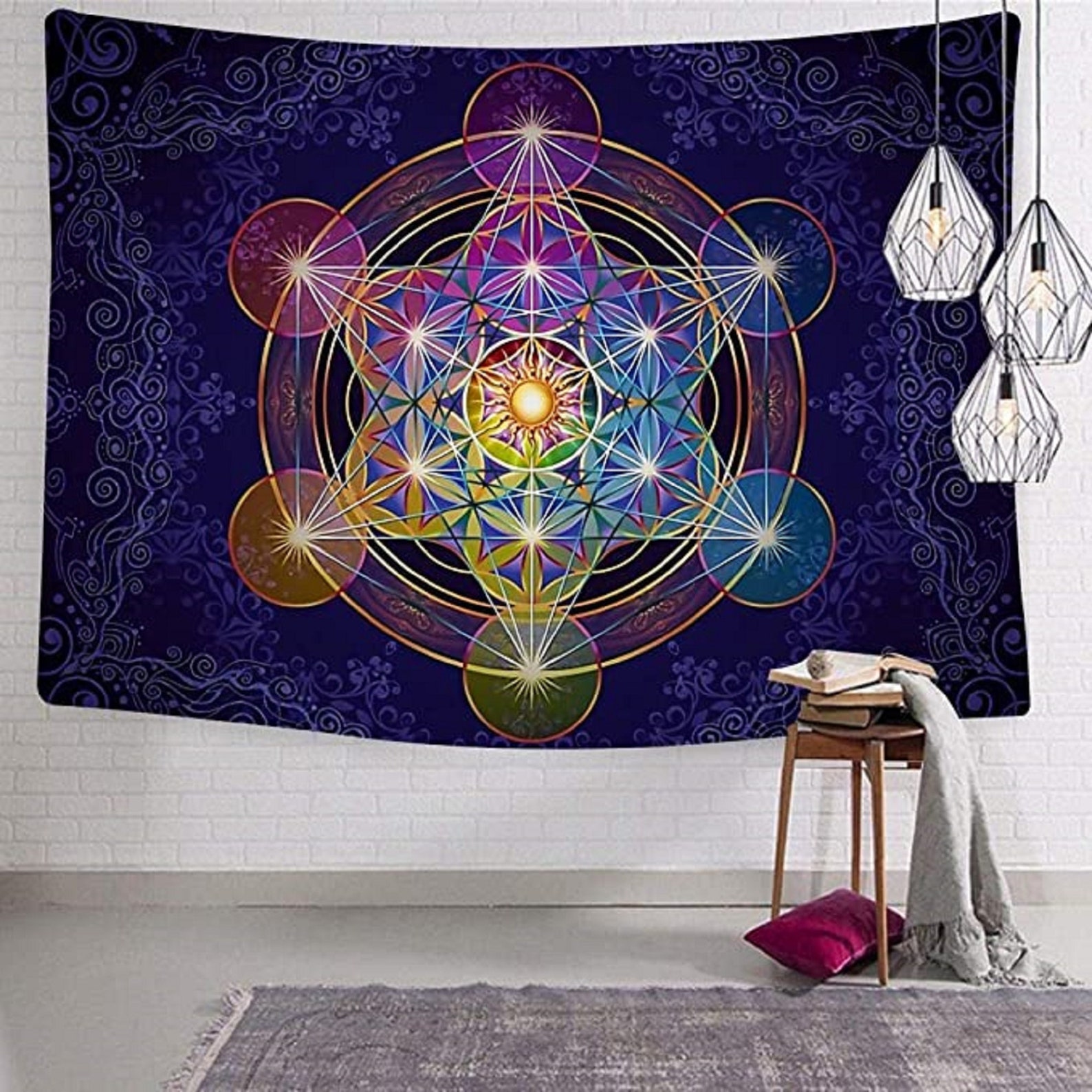 Wall Tapestry Merkabah Wall Hanging Sacred Geometry Tapestries Etsy