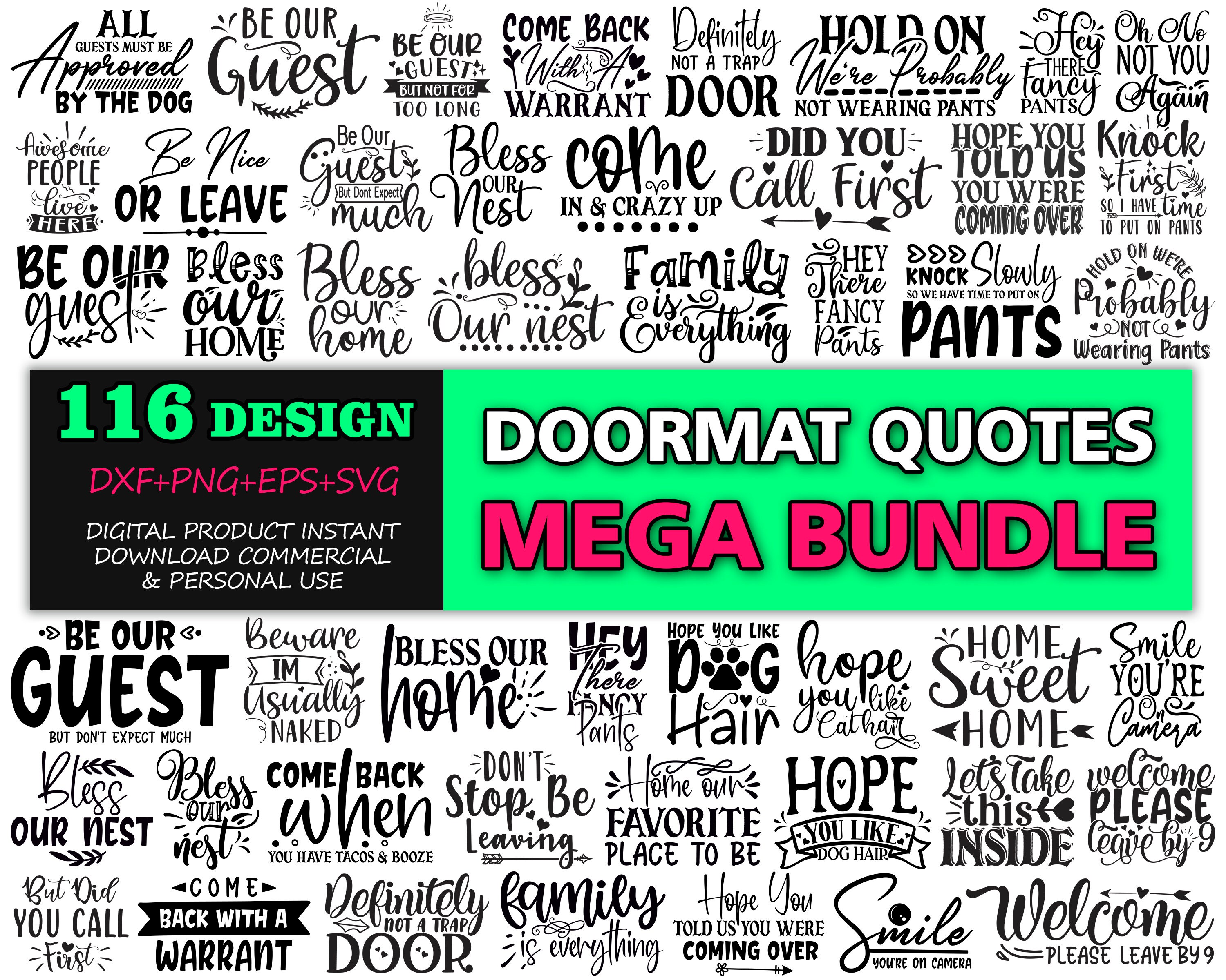 Doormat Quotes Mega Bundle SVG files SVG designs digital Etsy