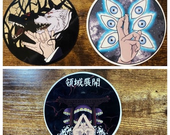Sorcerer ju jutsu six eyes and shikigami sticker - water and scratch resistant