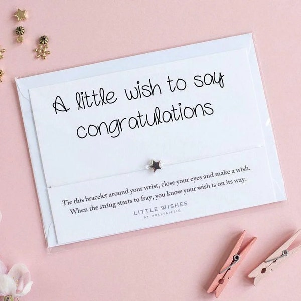 A Little Wish to say Congratulations - Wish Bracelet - Engagement - New Baby - New Job - New Home - Gifts for Her - Promotion