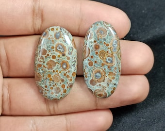 Asteroid Jasper Gemstone Cabochon Oval Shape 22 x 42 x 5 mm Natural Asteroid Jasper Cabochon Jewelry Making Flat back Gemstone #3637