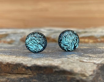 Hand made icy blue stud earrings.