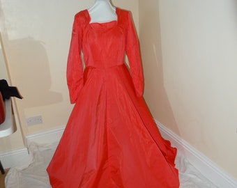 1970/'s Red sparkly formal gown size 12