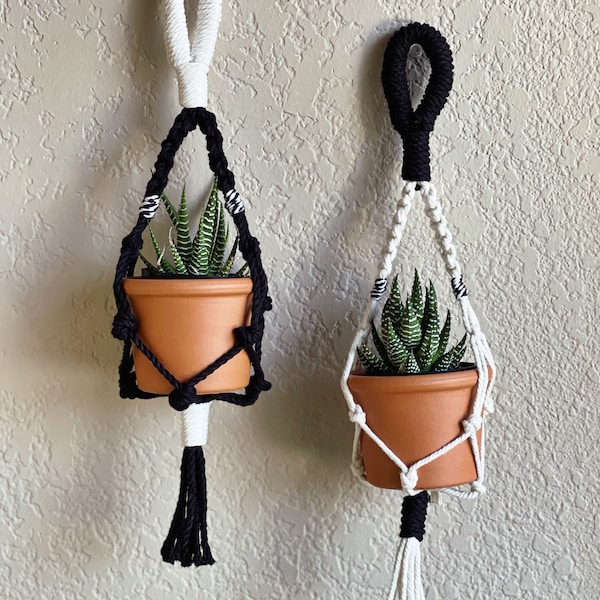 11 colors Eco-friendly Mini Macrame Plant Hanger - Miniature Macrame Plant Hanger - Small Plant Accessory - Sustainable Decor - Plant Decor