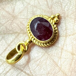 Real and Genuine 100% Natural AAA Oval Cut Ruby Close/one setting Vintage Indian Pendant in Gold Plated 925 Sterling Silver|| Ruby Pendant