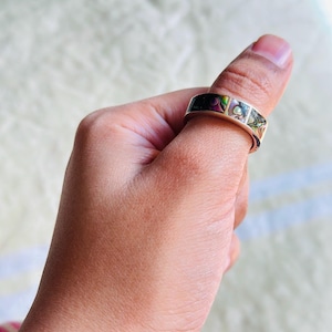 Genuine MOP Inlay Band Ring|| Mother of Pearl Inlay Ring in 925 Sterling Silver for Unisex|| Inlay Art Ring||Inlay Silver Ring|| Inlay Band