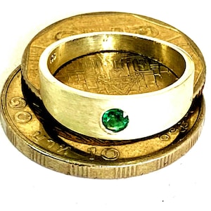 Handgemacht #Unisex & #Unisex #Design #Mate Finish Natürliche sehr feine AAA-Qualität #reich #lebhafte grüne runde Smaragd #Bandring aus Sterlingsilber