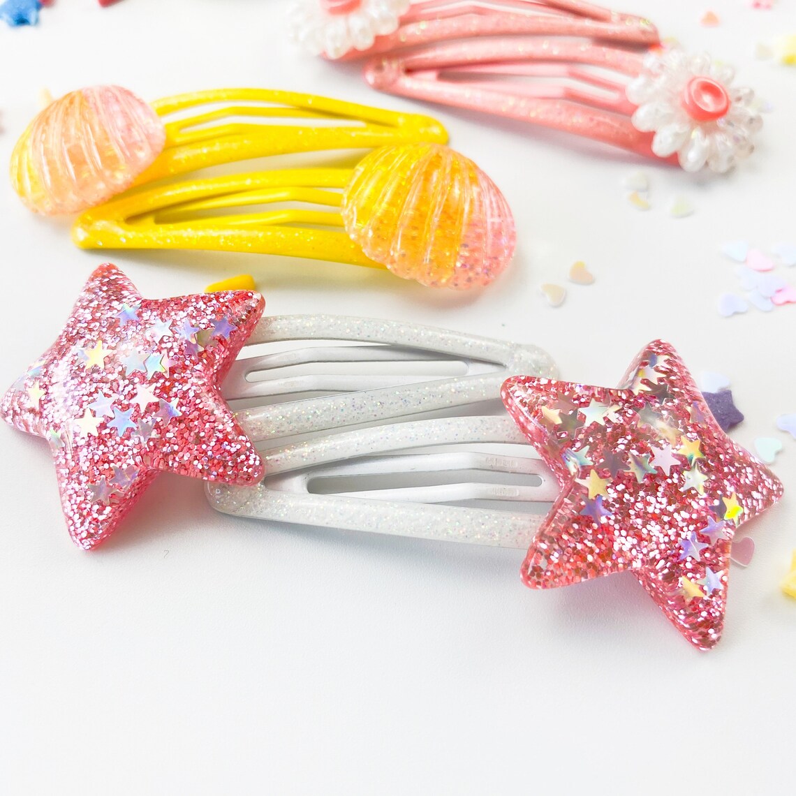 Hair clips set of 2 handcrafted novelty snap clips Sparkling Etsy