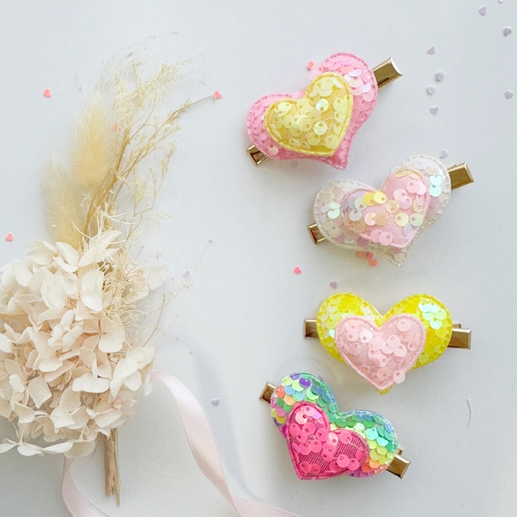 Sparkly heart hair clip Amazon.com : Whaline 12Pcs Heart Hair Clips Barrettes  main image 4