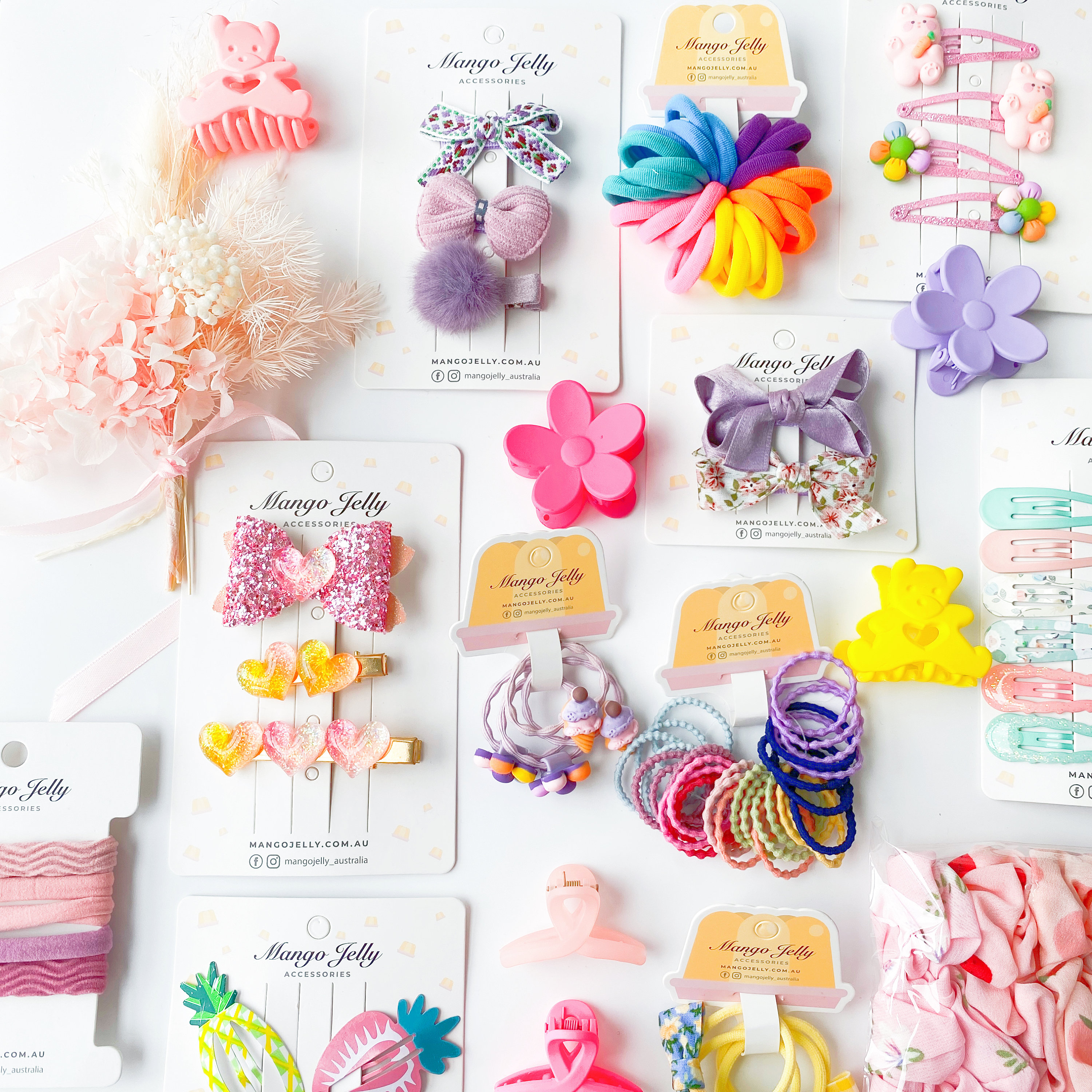 Kids Hair Accessories Surprise Box: Scrunchies, Clips & Ties 