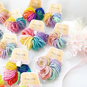 Bunte Kinderhaargummis: Metallfreie, 3 cm große sprudelnde Pferdeschwanzhalter