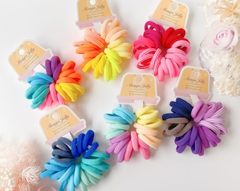 Élastiques à cheveux sans métal, paquets de 24 pièces | Elastiques souples pour enfants | 3 cm | Multicolore