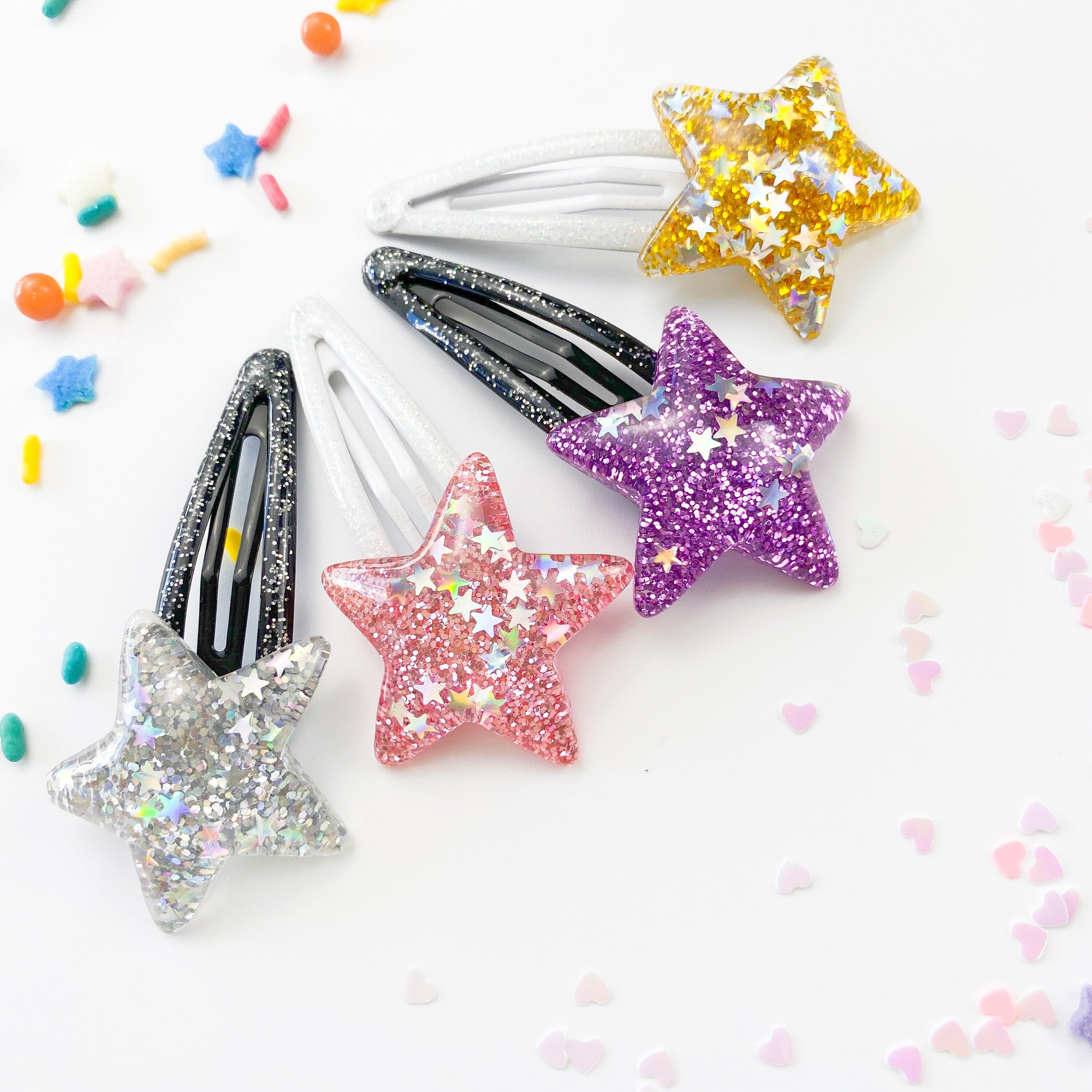 Hair clips set of 2 handcrafted novelty snap clips Sparkling Etsy