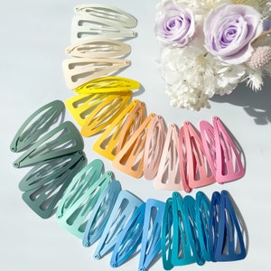 XL pastel coated snap clips, women hair clips, triangle snap clips, oval snap clips 7cm