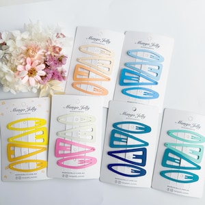 XL Pastel Snap Clips: Triangle & Oval Hair Accessories (7cm)