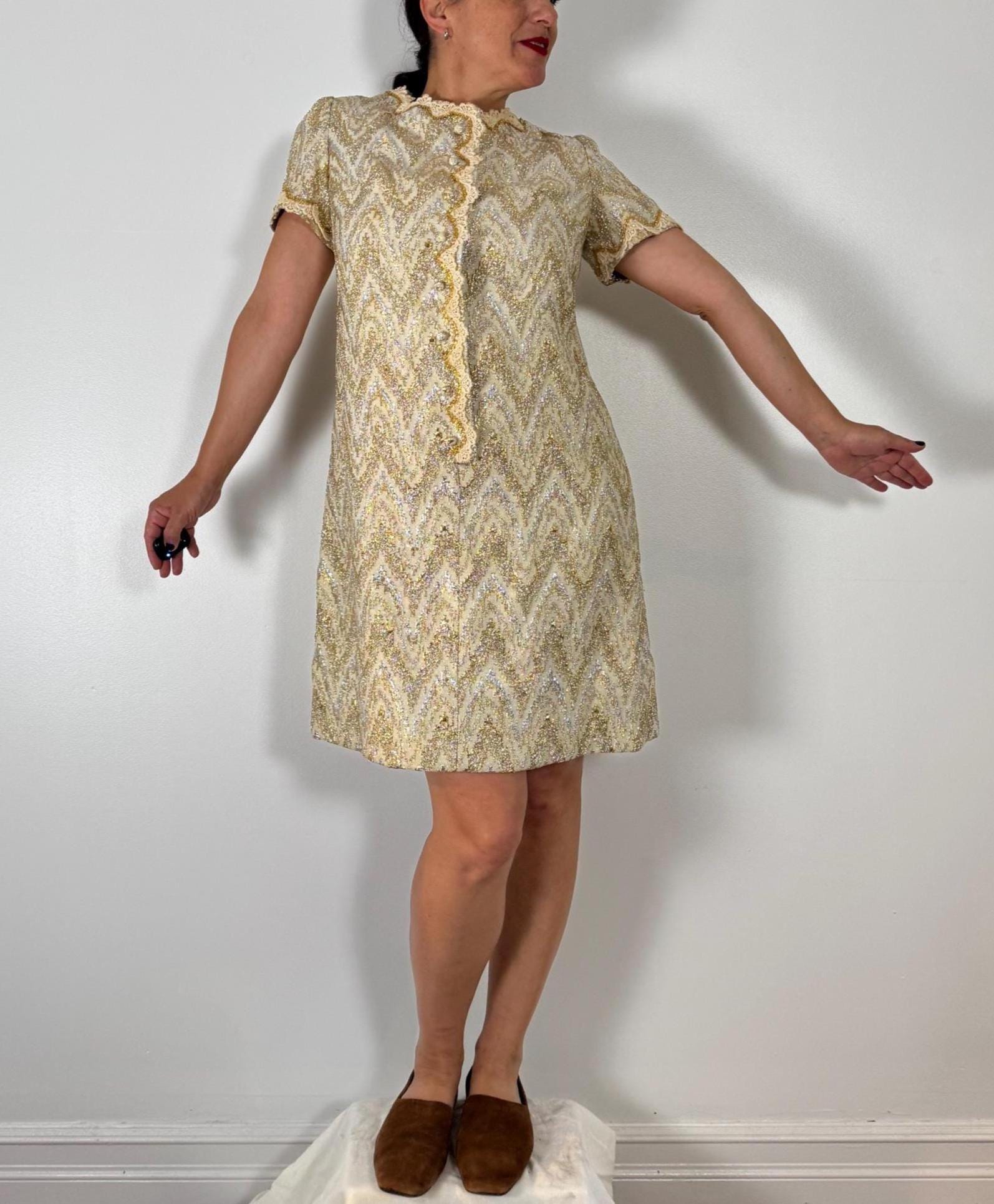 60s Gold Dress - Etsy Canada