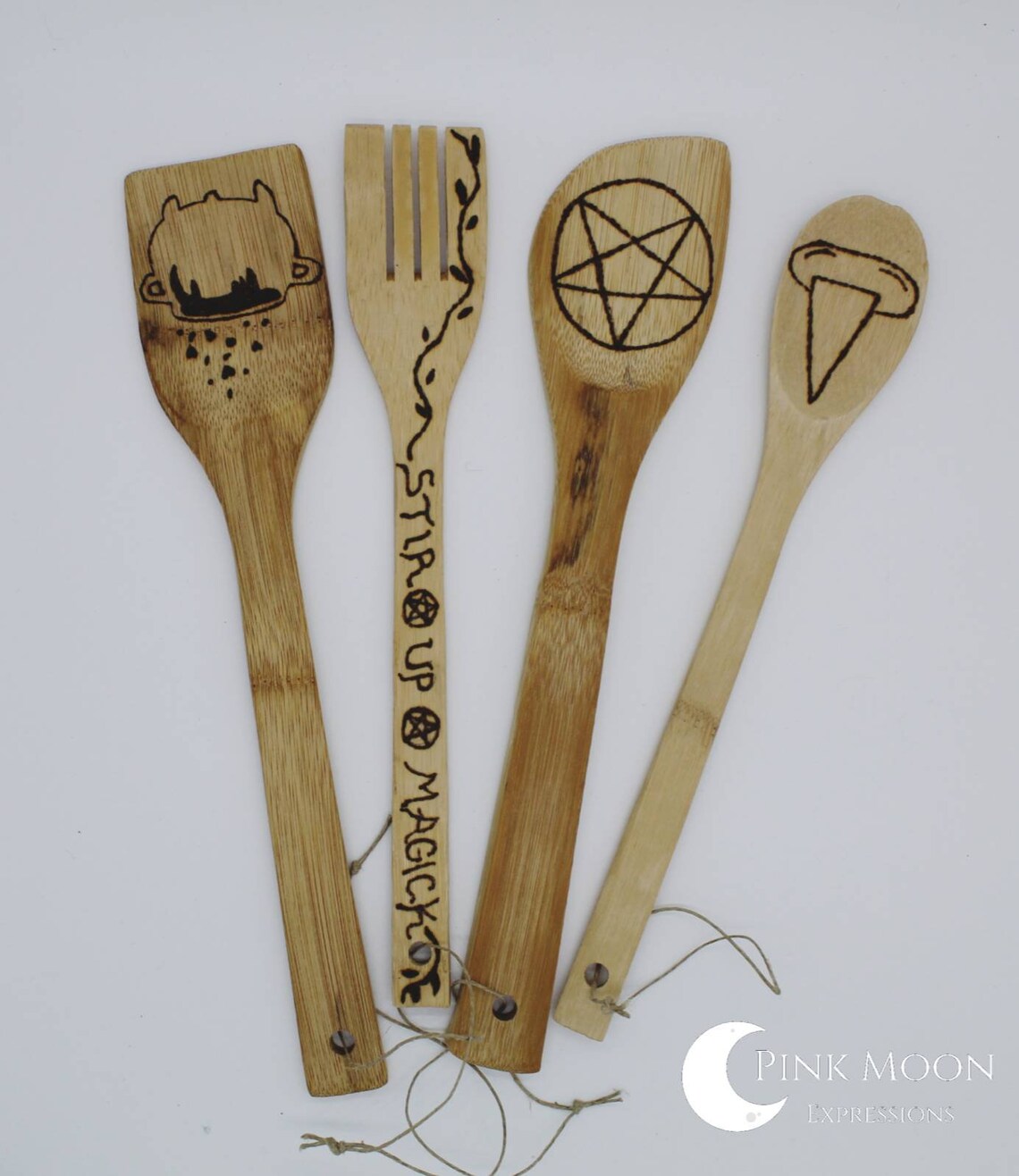 Kitchen Witch Wood burned kitchen utensils Gift set | Etsy