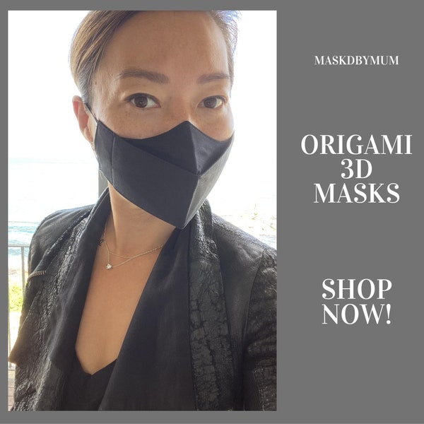 ORIGAMI 3D Face Mask, Cotton Face Mask Australia, Face Mask Washable, Reusable Face Mask, Anti Fog Mask, Cotton Face covering
