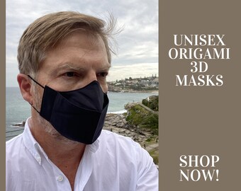 Face Mask Men, 3D Origami Mask, Anti Fog Mask, Face Covering 3 Layer, Reusable Face Mask Washable, Linen Face Mask, Face Mask Australia,