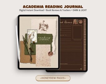 Dark Academia Digital Reading Journal: Light and Dark Version, Book Tracker and Logs (PDF Download)(Goodnotes Notability Noteshelf Planner)
