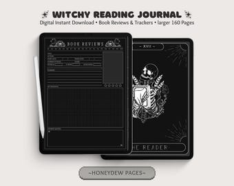 Witchy Digital Reading Journal: Goth Book Review Tracker and Daily Reading Logs (Goodnotes reading journal)