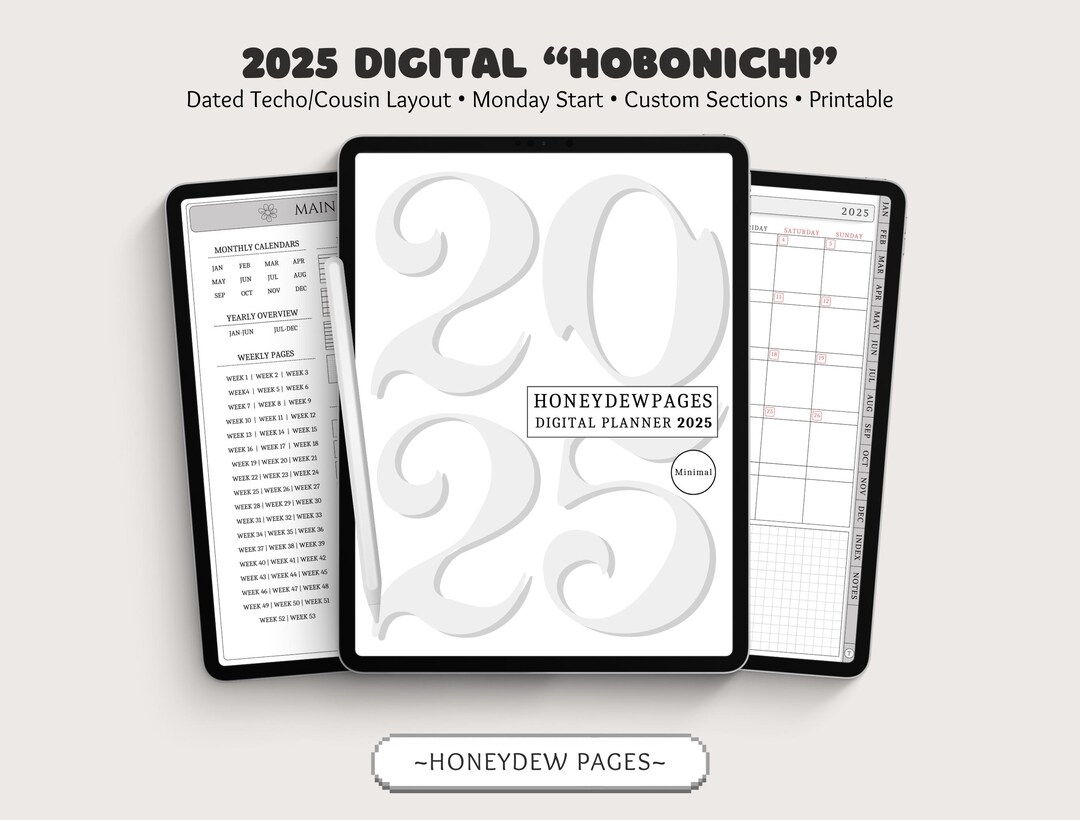 Digital 2025 Planner DATED Digital Hobonichi Planner Full Year Mon ...