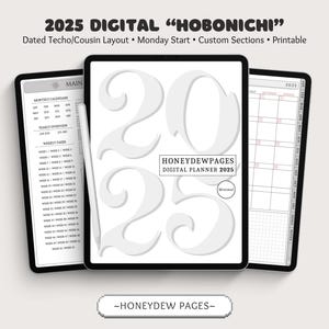 Planificador Hobonichi digital 2025: estilo inglés/japonés, pegatinas (planificador Goodnotes, descarga digital)