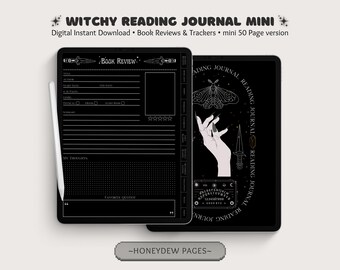 Witchy Digital Reading Journal: Dark Mode Book Tracker and Logs (PDF Download)(Goodnotes Notability Noteshelf Journal)