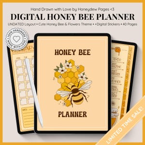 UNDATED Digital Planner | Honey Bee iPad Planner | Goodnotes Digital Planner | Hand Drawn | Monthly Weekly & Daily Planner | Digital Sticker