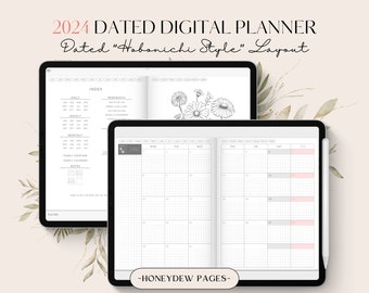 Digital Planner Dated 2024 | Digital Hobonichi Planner | Daily Pages Weekly Pages Yearly | Monday Start | Goodnotes iPad Planner | Full Year