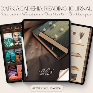 Dark Academia Reading Journal Digital | Reading Review book Log Series Tracker | Daily & Monthly Reading Progress | Dark academia journal