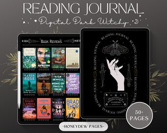 Digitales Lese-Tagebuch Dark Witchy Academia | Lesekritiken Leselogs Serien-Tracker | Täglicher & Monatlicher Lesefortschritt | Buch-Tracker