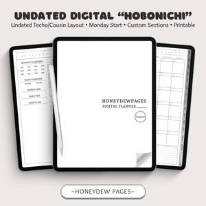 Planejador Digital Hobonichi sem data | Planejador Digital Goodnotes iPad | Planejamento Diário Semanal Mensal | Planejador Hobonichi Imprimível | MON Start